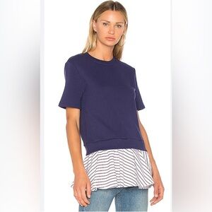 Carven Baby Doll Tee in Bleu Gendarme,‎ Size L